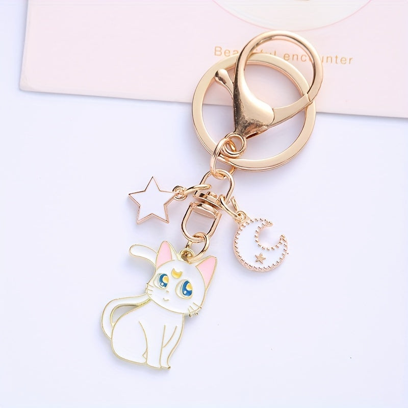 Cat Alloy Keychain Moon Cat Metal Accessories Bag Pendants Car Pendants
