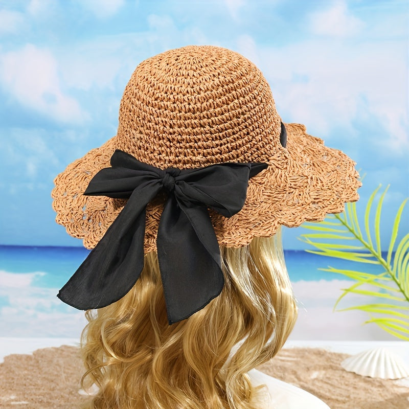 Vintage Ruffles Straw Sun Hat UPF50 Bucket Hat
