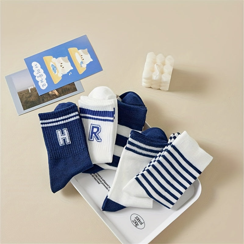 10 Pairs Letter Print Sports Socks for Women