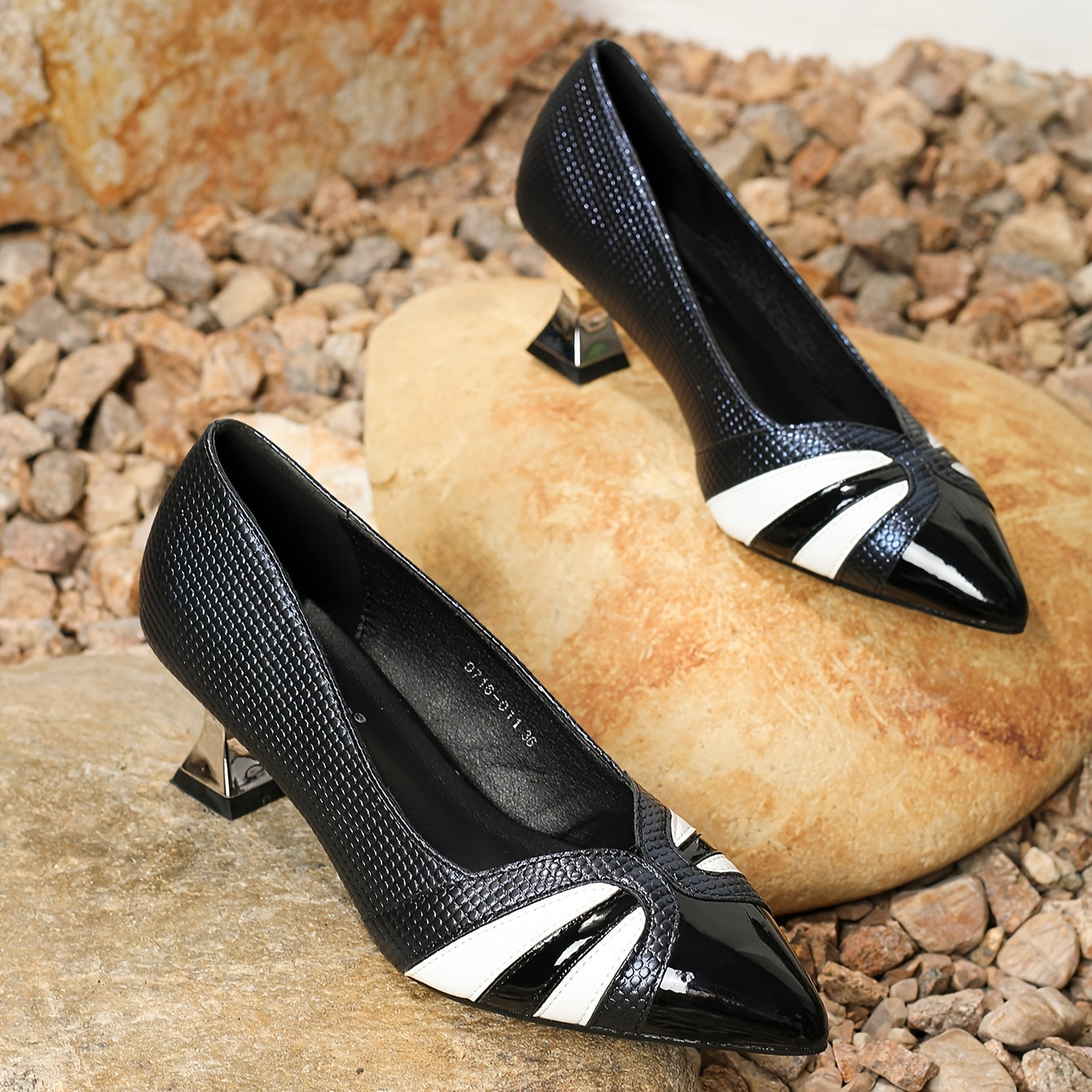 Women's Pointed Toe Pumps Slip On Chunky Heels