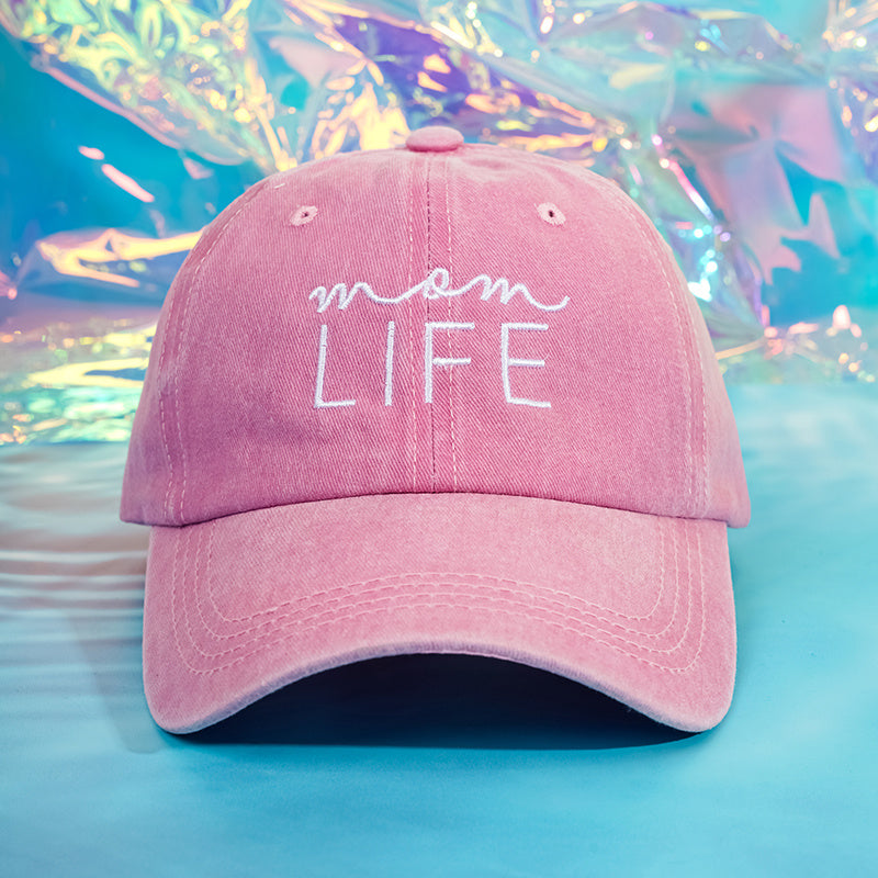 MOM LIFE Embroidery Baseball Cap Washed Solid Unisex Sun Visor Hat