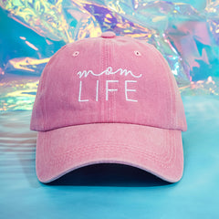 MOM LIFE Embroidery Baseball Cap Washed Solid Unisex Sun Visor Hat