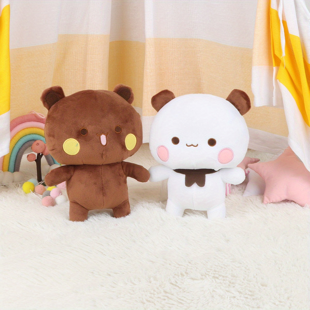 1pc Panda and Bubu Bear Plush Doll Sofa Decoration Toy