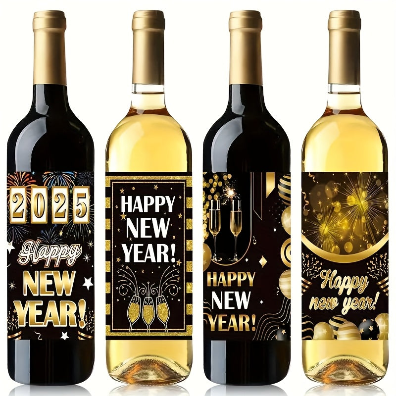 8pcs Wine Bottle Stickers - Year Celebration Adhesive Labels