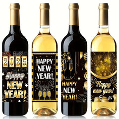 8pcs Wine Bottle Stickers - Year Celebration Adhesive Labels