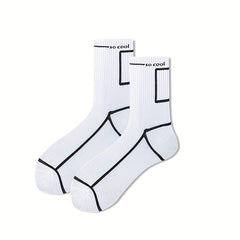 5 Pairs Letter Print Socks Comfy Mid Tube Socks Women's Stockings