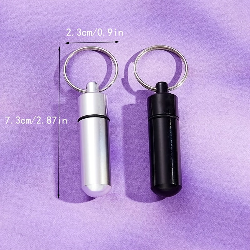 Aluminum Keychain Pill Bottle Travel Portable Pill Box Keyring