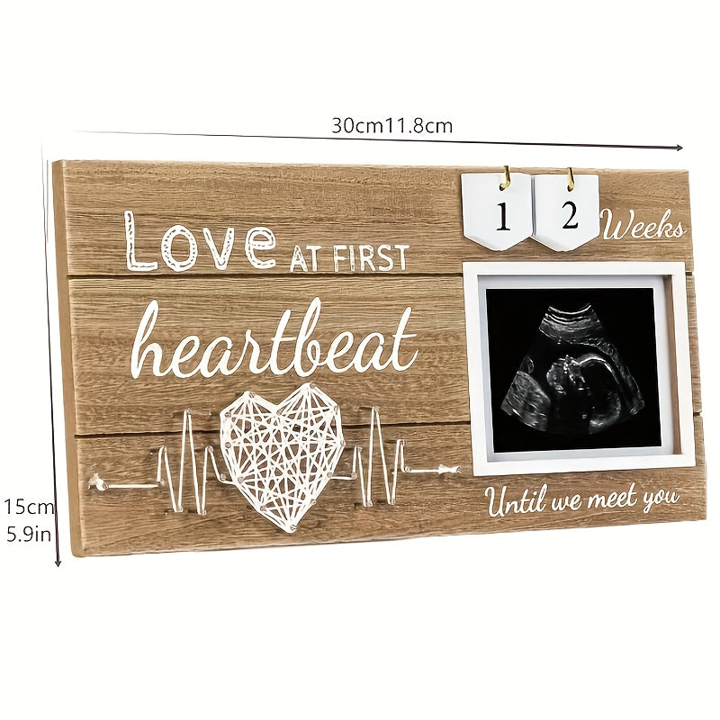 Wooden Baby Ultrasound Frame with Heartbeat Display