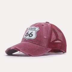 66 Route Hot Stamped Baseball Cap Half Mesh Cap Baseball Cap