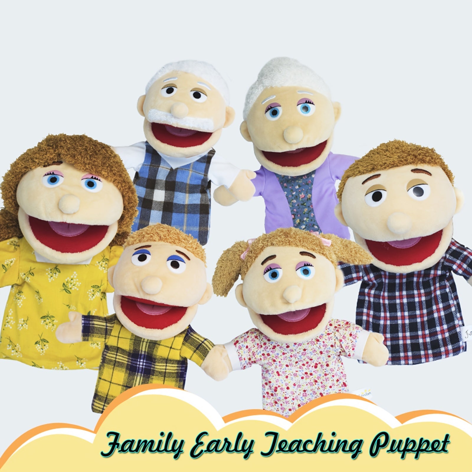 DDEMSMOE Family Hand Puppets - Ethnic Plush Soft Puppets for Kids Role Play
