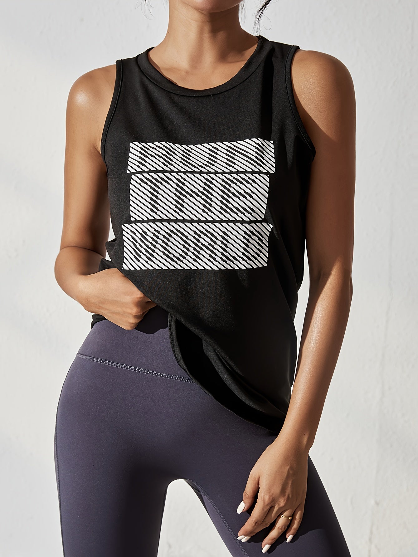 Striped Slogan Graphic Sports Tank Top Women's