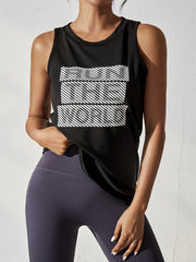 Striped Slogan Graphic Sports Tank Top Women's