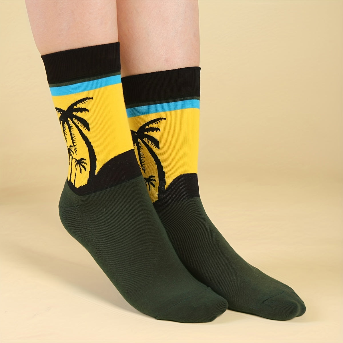 Landscape Print Mid Tube Socks Women's Stockings