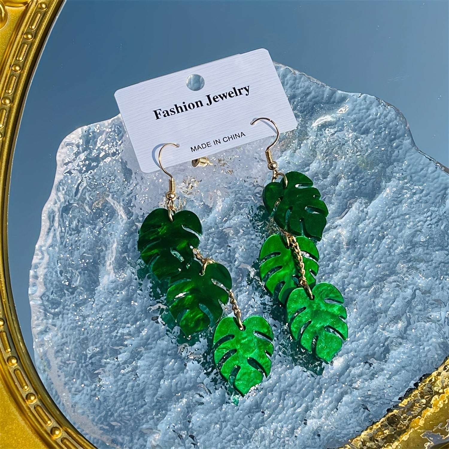 Tropical Green Plant Charms Earrings - Nature Lover Gift