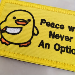 Funny Chick Peace Never an Option Patch for Jackets Jeans Backpacks