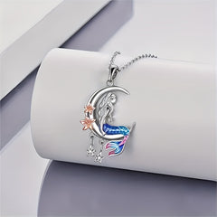 Mermaid Necklace Ocean Mermaid Crescent & Star Necklace With Flower Pendant