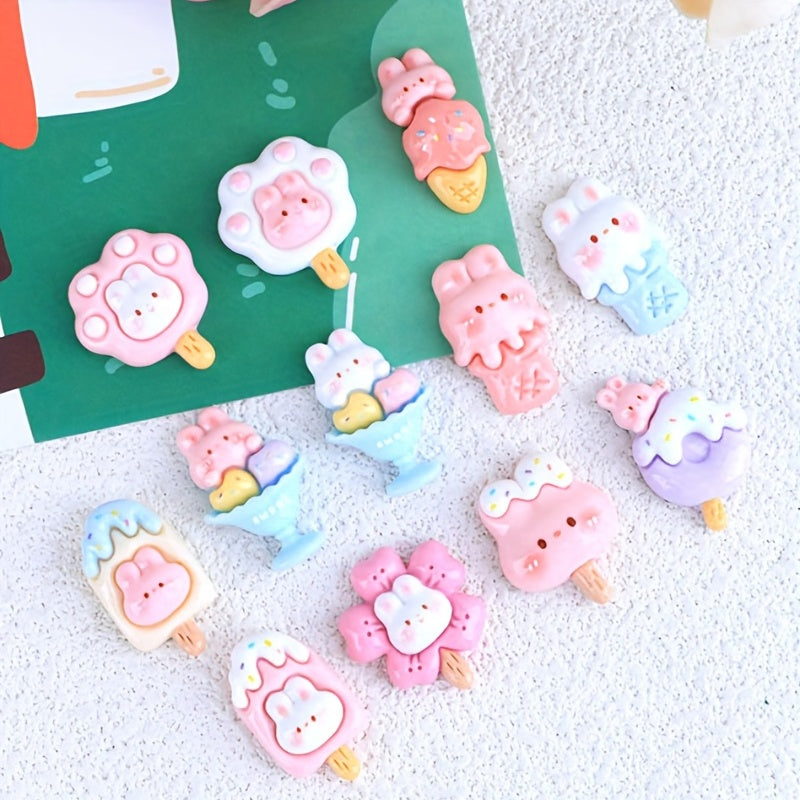 10pcs Cartoon Animals Ice Cream Pendants Beads DIY Jewelry Making