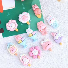 10pcs Cartoon Animals Ice Cream Pendants Beads DIY Jewelry Making