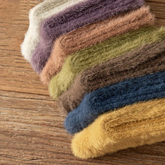 10 Pairs Solid Fuzzy Socks Warm Mid Tube Socks Women's Stockings