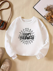 Halloween Boo Letter Print Boys Casual Sweatshirt