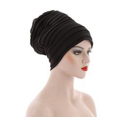 Women Beanie Hat Turban Hat Folding Warm Cap Wrap Scarf Cap