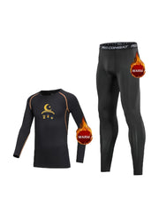 2pcs Toddler Kids Fleece Compression Sets Moon Print Long Sleeve Pullover