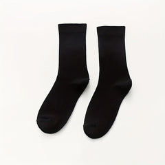 2 Pairs Solid Crew Socks Breathable Mid Tube Women's Socks