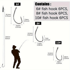 3pcs Stainless Steel Fishing Hooks Carp Rigs with Braided Line