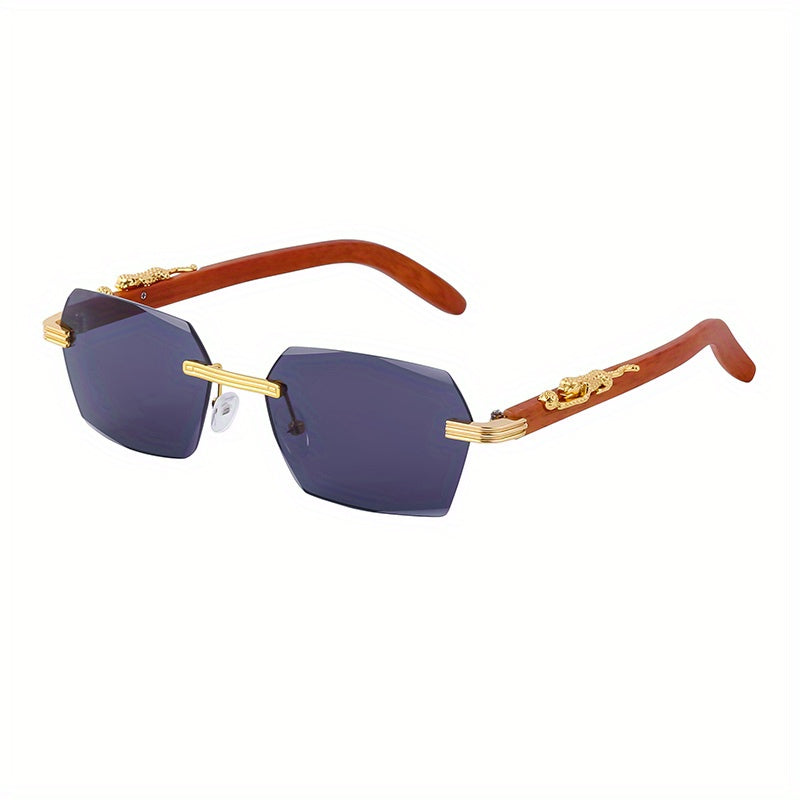 Men's Rimless Leopard Driving Sunglasses UV Protection