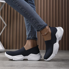 Women's Knit Height Increased Sports Shoes Slip-on Walking Shoes
