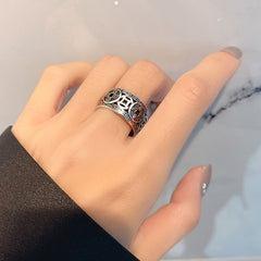 Lucky Five Emperor Copper Money Retro Domineering Ring
