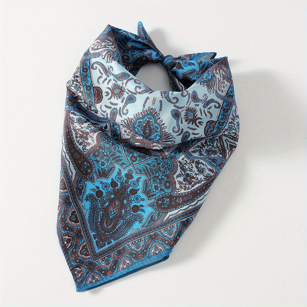 Paisley Print Hair Band Silk Formal Square Neck Scarf