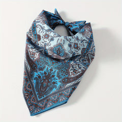 Paisley Print Hair Band Silk Formal Square Neck Scarf