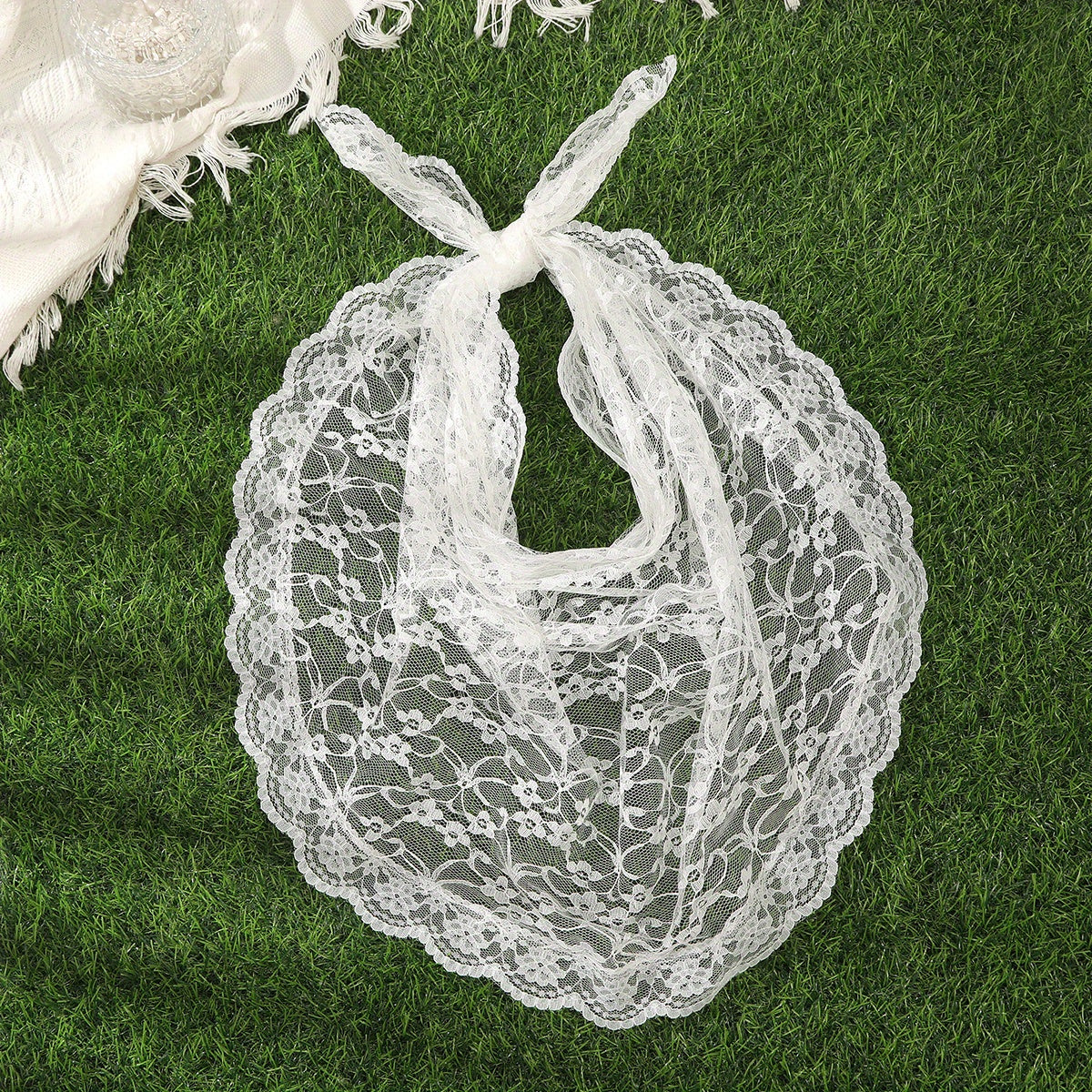 Lace Mesh Hair Scarf for Brides at Weddings