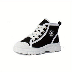 Girls High Top Canvas Sneakers Casual Anti skid Lace up Shoes