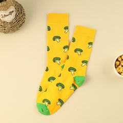 3 Pairs Broccoli Print Socks Women's Stockings