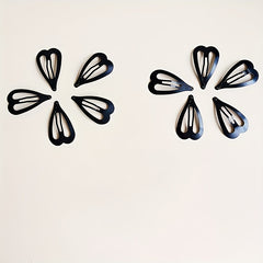 10pcs Solid Heart Barrette Metal Hair Clip Set