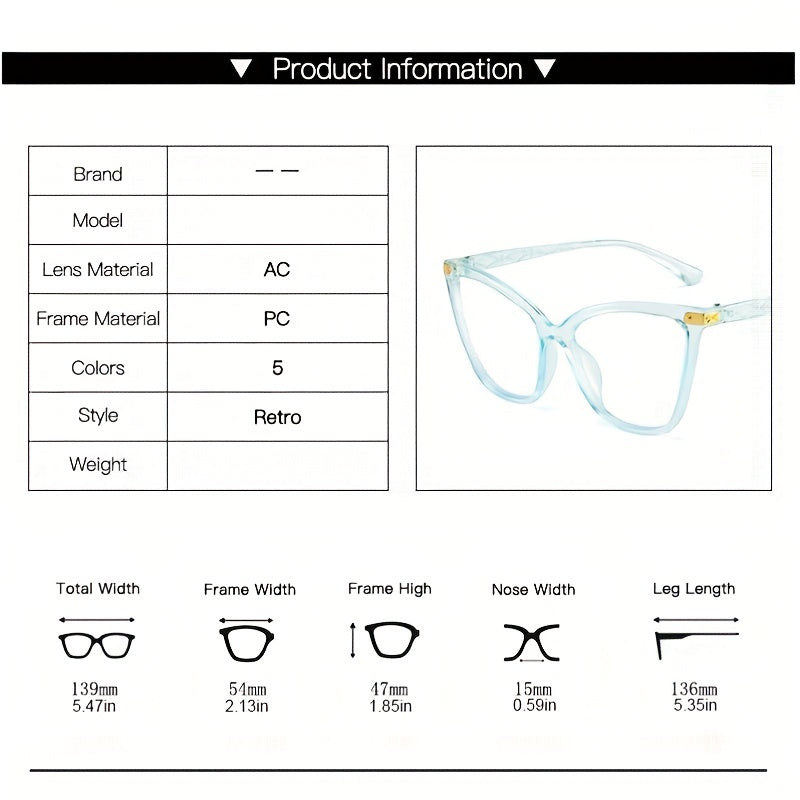 Stylish Clear Frame Cat Eye Glasses Anti Light Reading