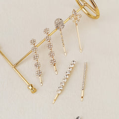 6pcs Golden Rhinestone Hairpin Wedding Hair Clip