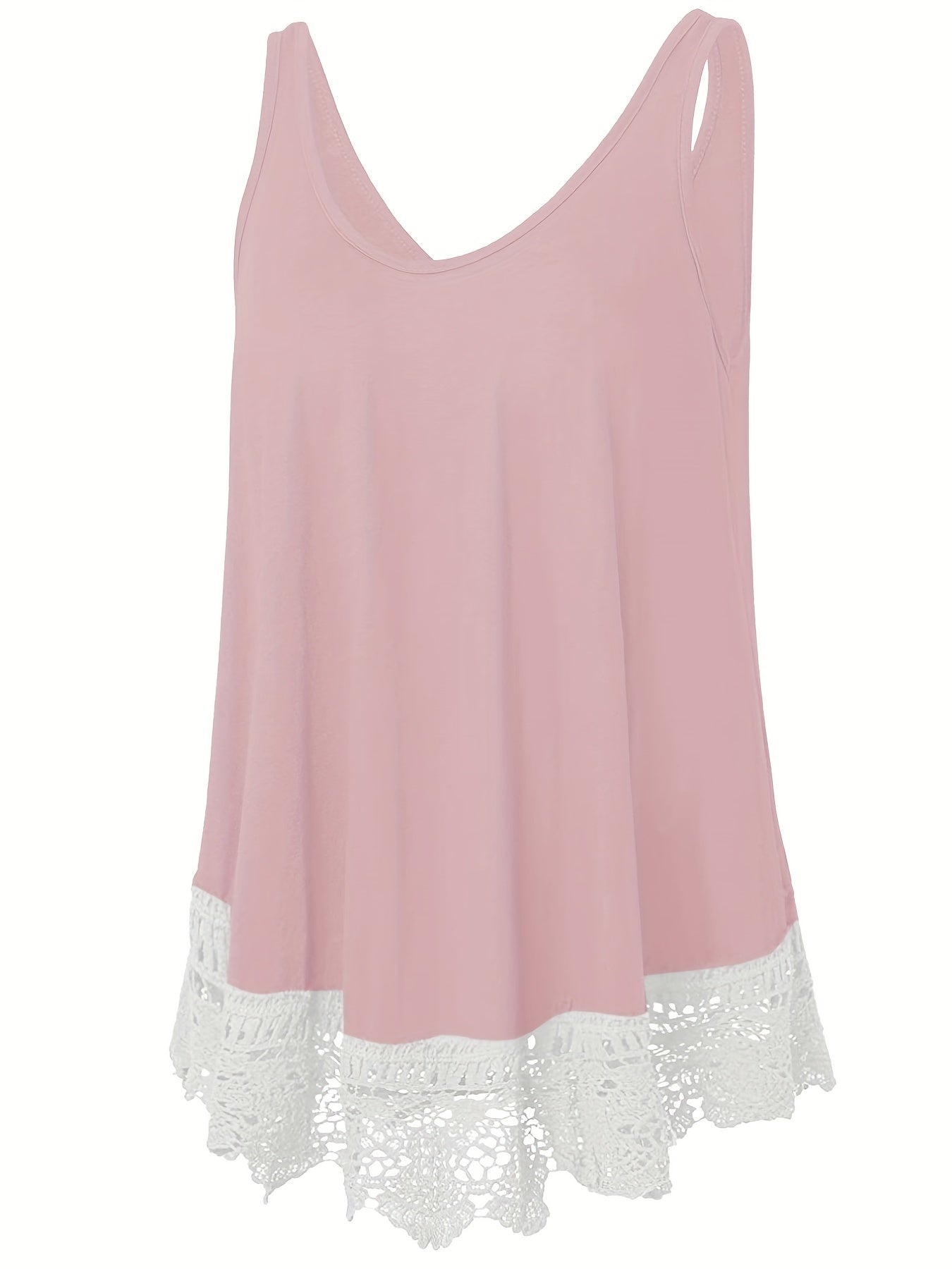  Solid Lace Trim Tank Top