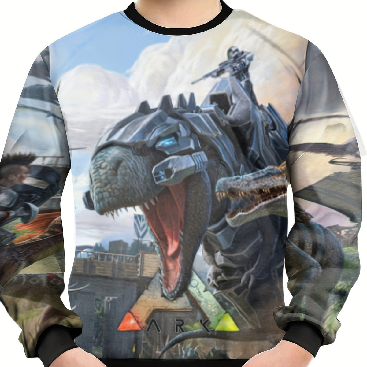 Mechanical Dinosaur Print Kid's Sweatshirt Unisex Pullover