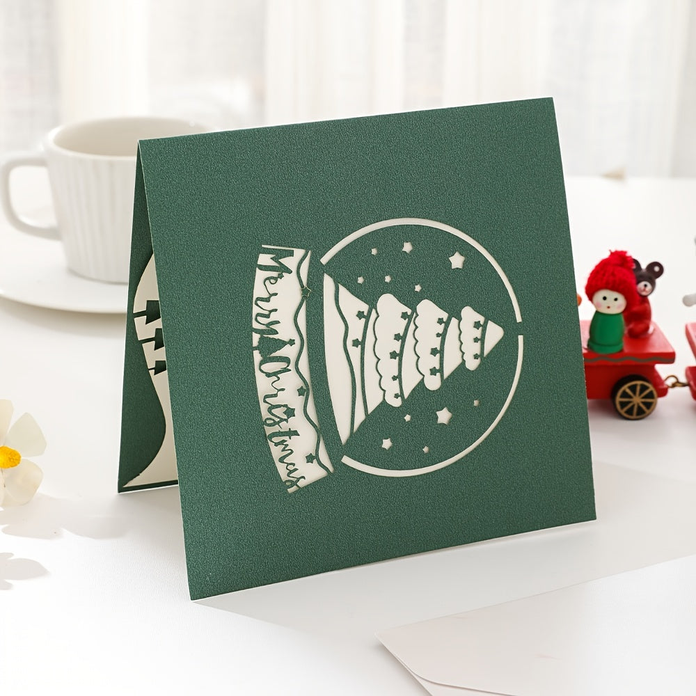 3D Christmas Pop Up Card Merry Christmas Greeting Card Holiday Blessing Card