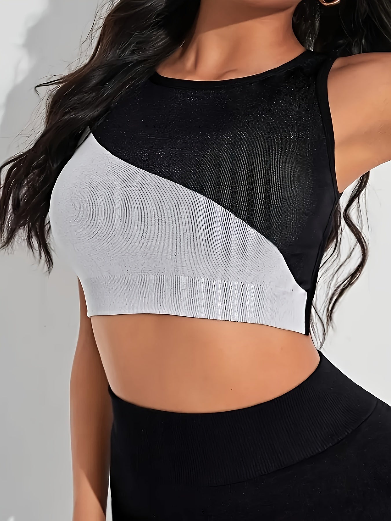 Block Sleeveless Crop Top Beauty Back Sports Tank Top Women's Clothing