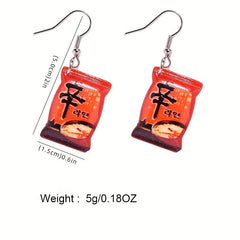 Y2K Kpop Instant Noodles Resin Drop Earrings Food Dangle Women Jewelry