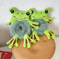 Cartoon Plush Frog Hair Tie Scrunchie Elastic Hair Accessories