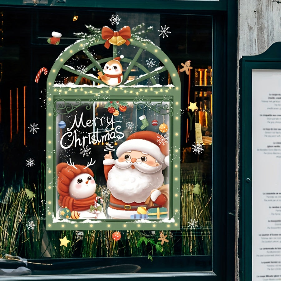 Christmas Window Sticker Santa Claus Snowman Decoration