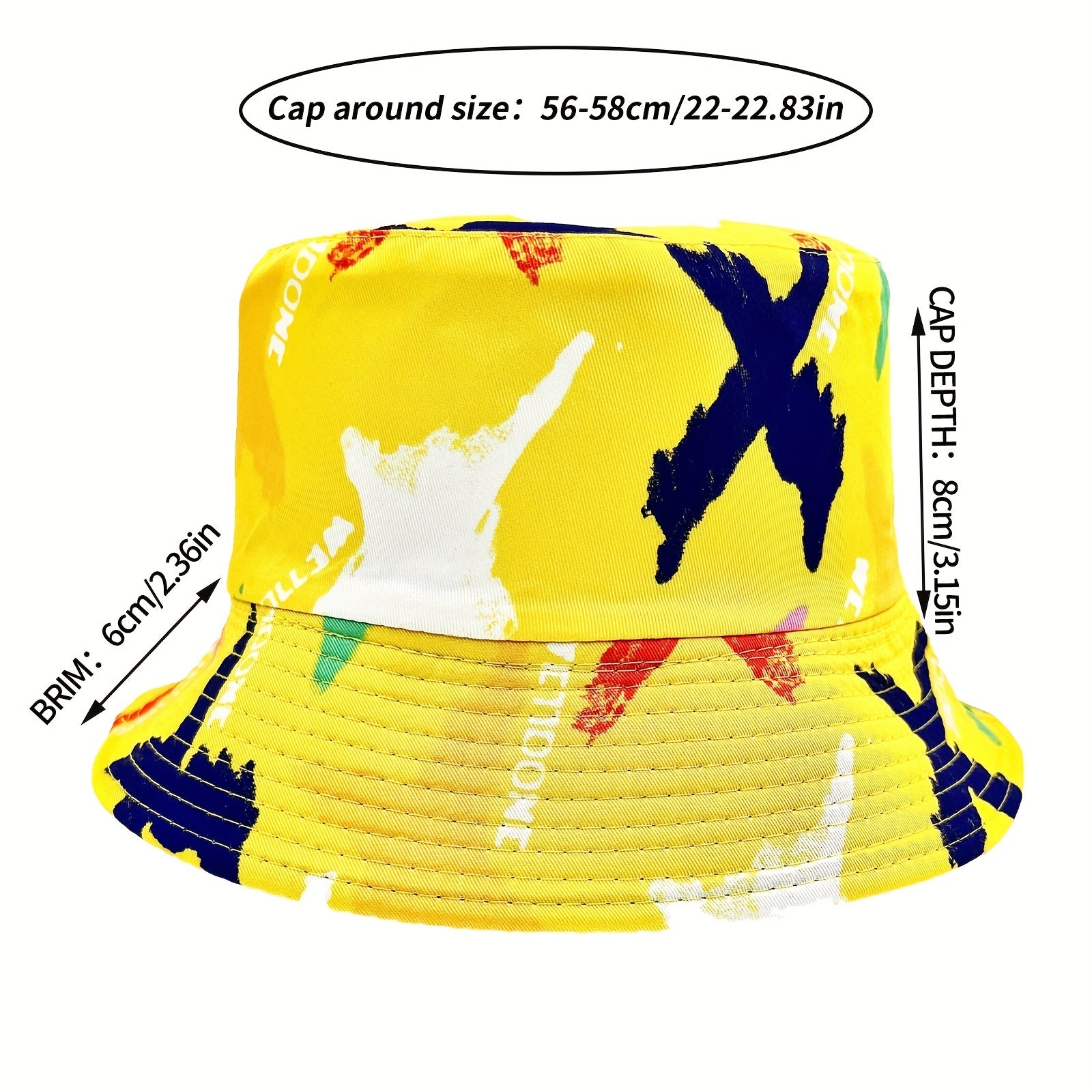 Graffiti Printed Bucket Hat Reversible Outdoor Sunscreen Travel Beach Hats