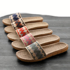 Women's Linen Fabric Slippers Indoor Lightweight Non Slip Slippers