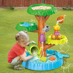 Deluxe Water Play Sand Table Set with Tree Fountain - Non Toxic Outdoor Playset