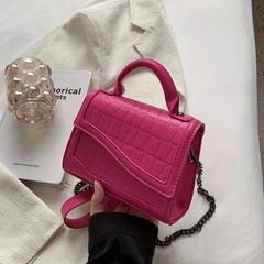 Asymmetrical Crossbody Bag PU Leather Metal Chain Mini Handbag
